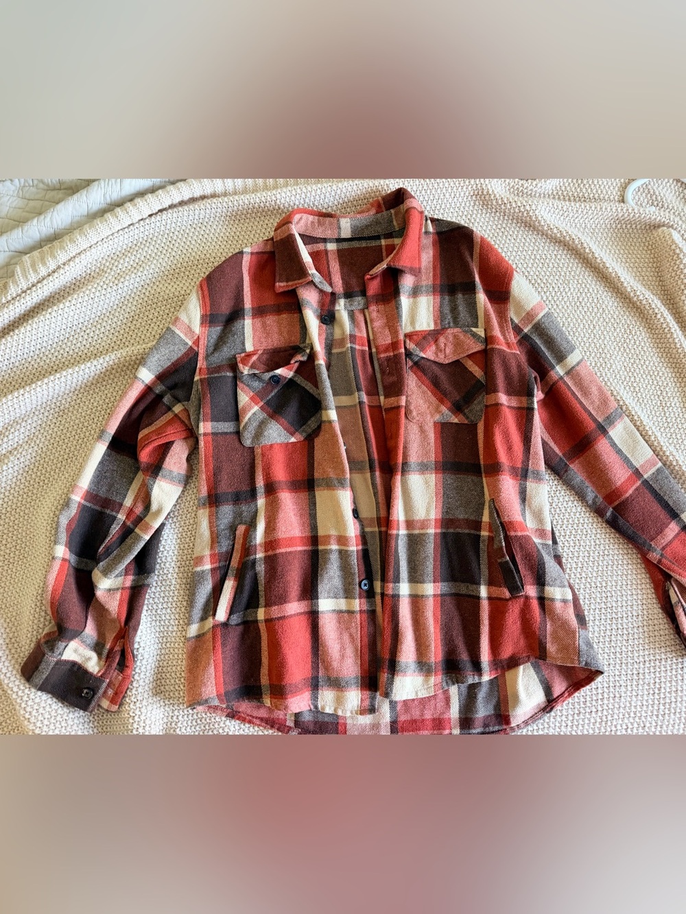 SHEIN Plaid Flannel Shacket — XL 🍂❤️